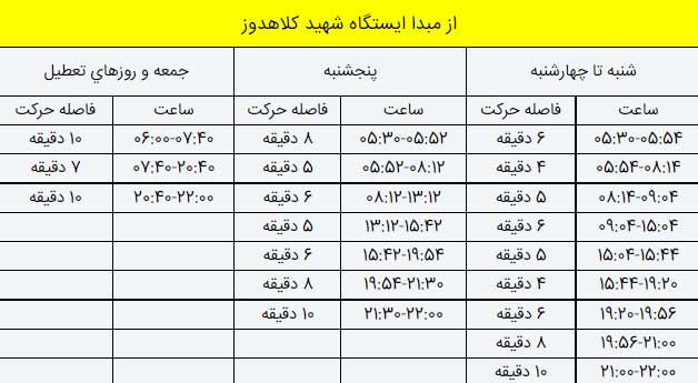 ساعت حرکت قطارهای اکسپرس