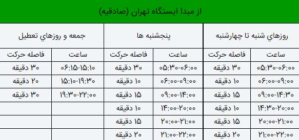 ساعت حرکت قطارهای اکسپرس