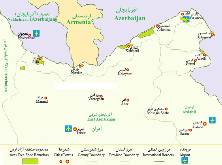 نقشه منطقه ارس